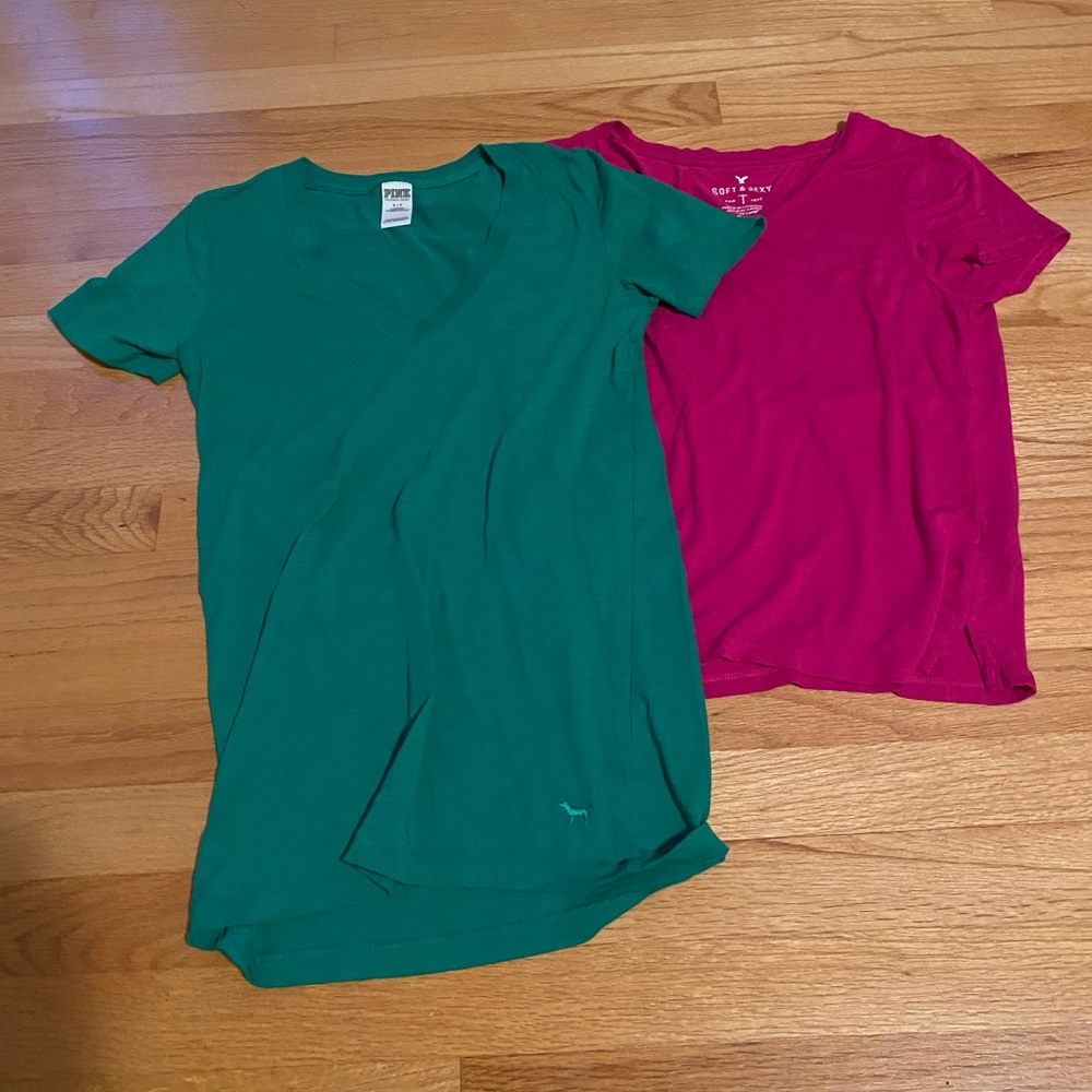PINK green and pink American Eagle short sleeve tees. Size S
